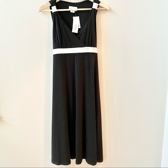 Motherhood Maternity Black Dress with White Tie NWT Medium - Picture 1 of 4